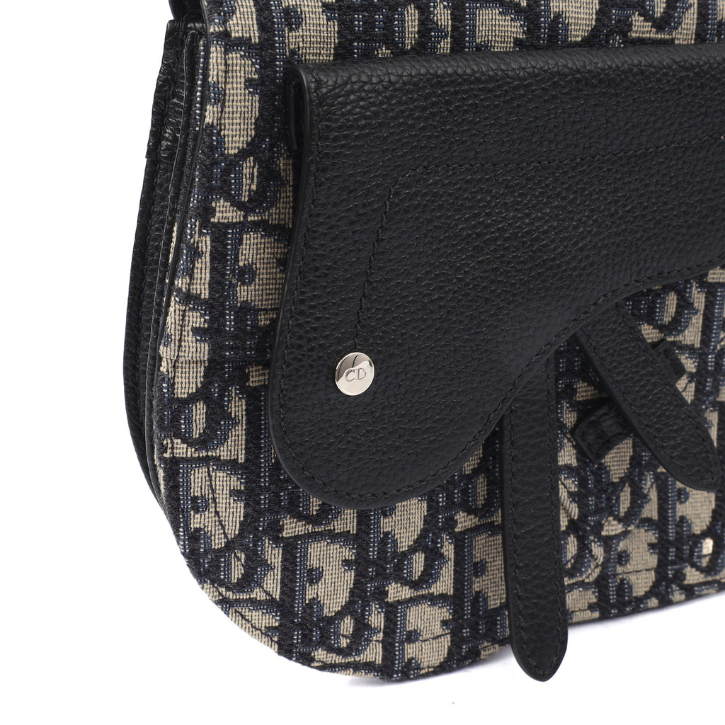 Christian Dior Cross Body Homme - Saddle Bag in Blue, Fabric — Detail View