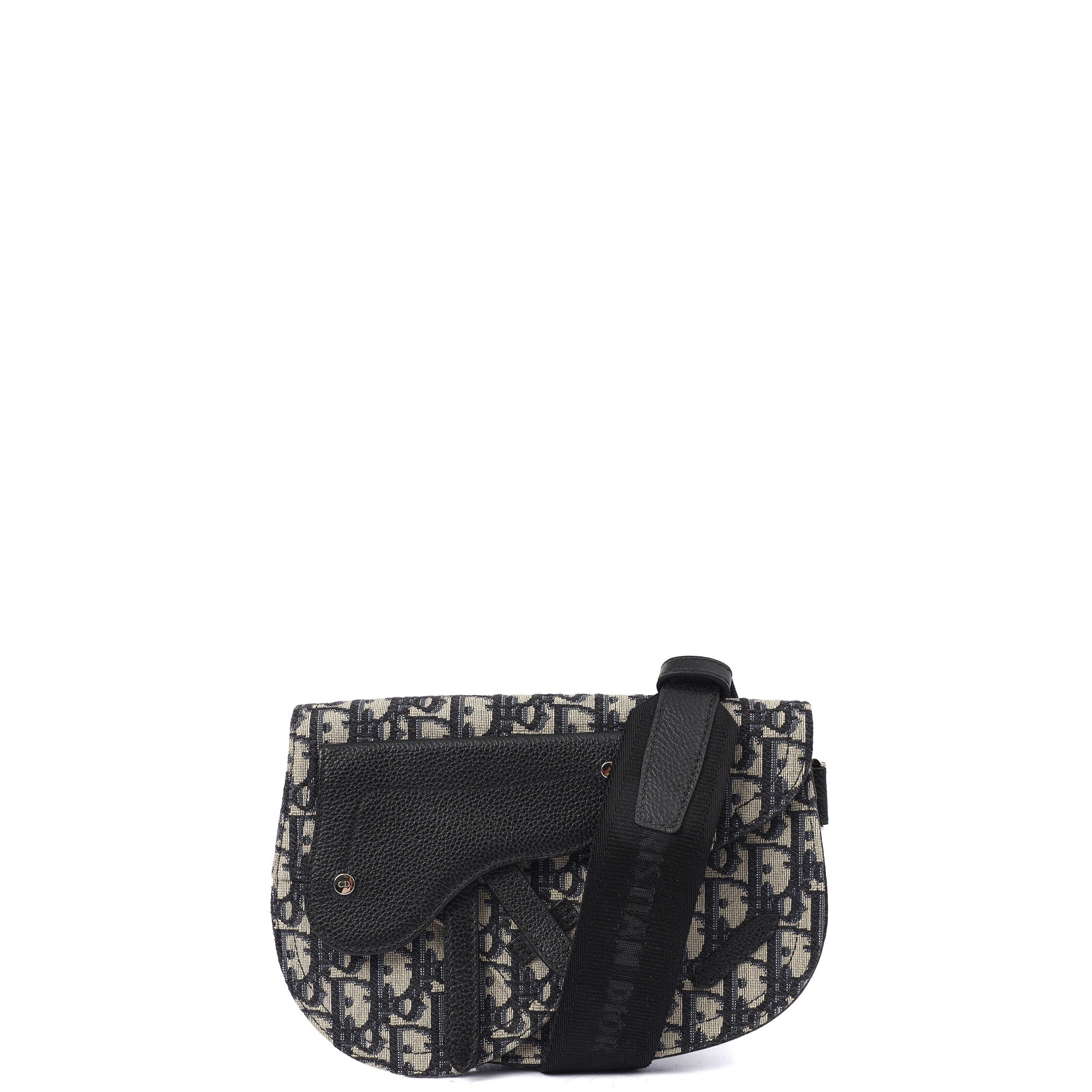 Christian Dior Cross Body Homme - Saddle Bag in Blue, Fabric — Front View