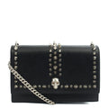 Alexander McQueen Cross Body Skull Lock Shoulder Bag - Small in Black, Leather — Front View