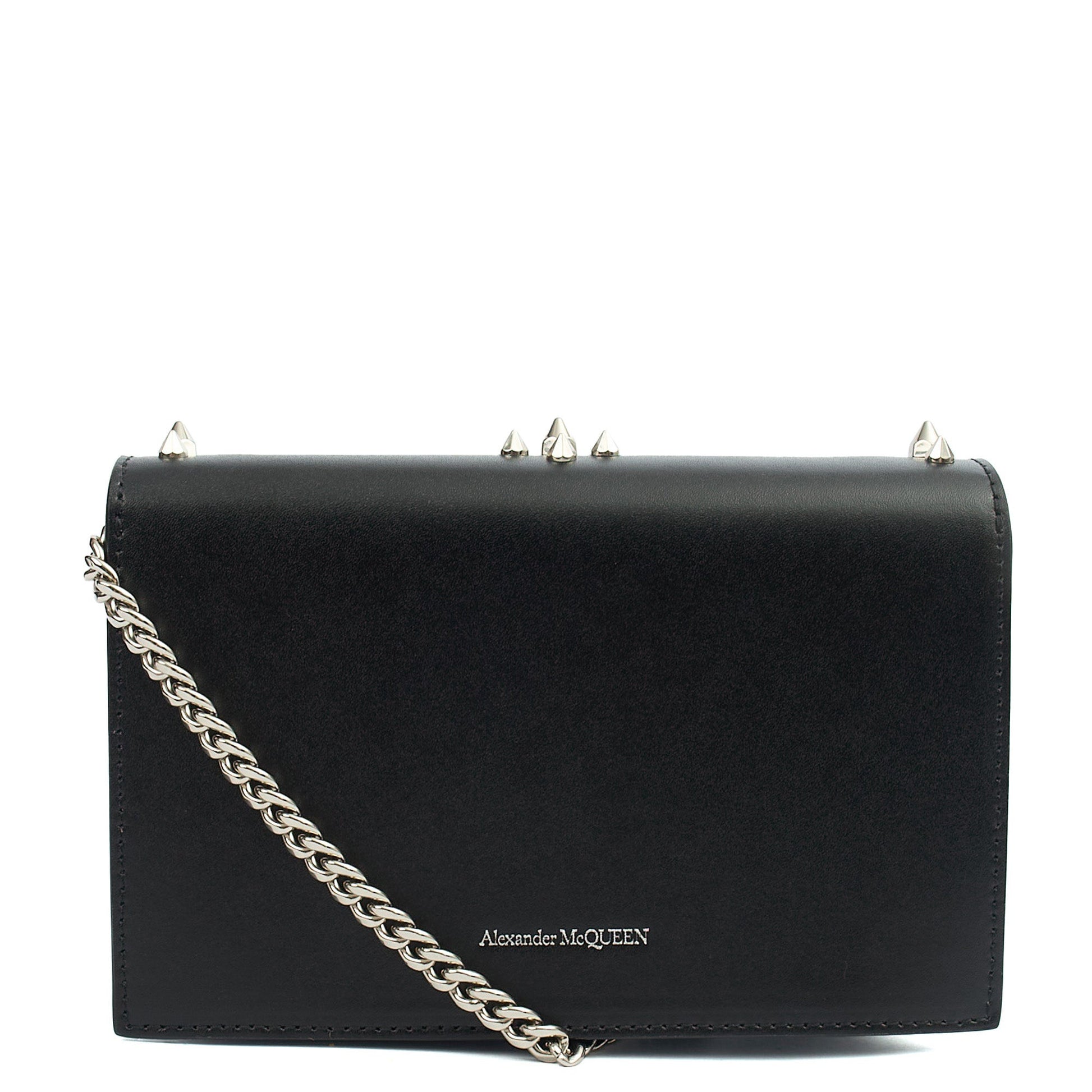 Alexander McQueen Cross Body Skull Lock Shoulder Bag - Small in Black, Leather — Back View