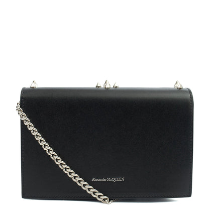 Alexander McQueen Cross Body Skull Lock Shoulder Bag - Small in Black, Leather — Back View