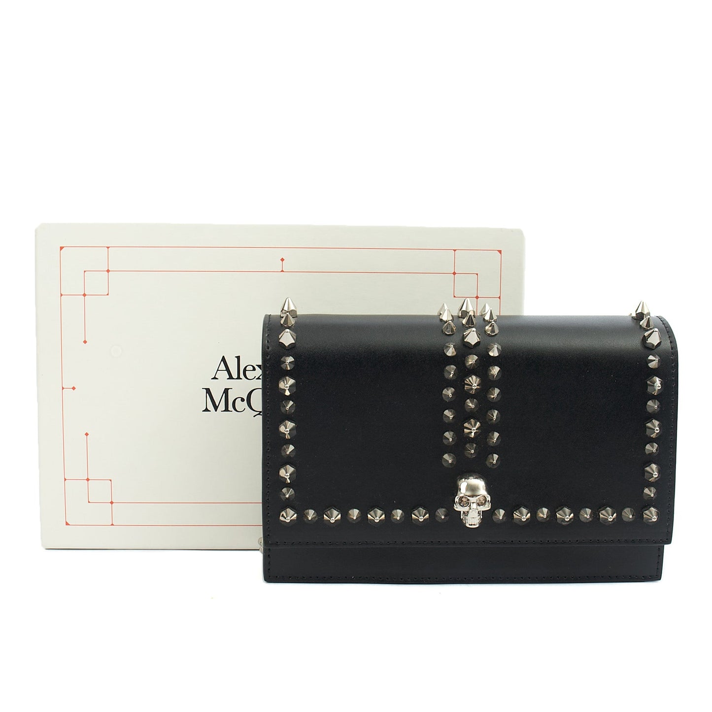 Alexander McQueen Cross Body Skull Lock Shoulder Bag - Small in Black, Leather — Lifestyle View
