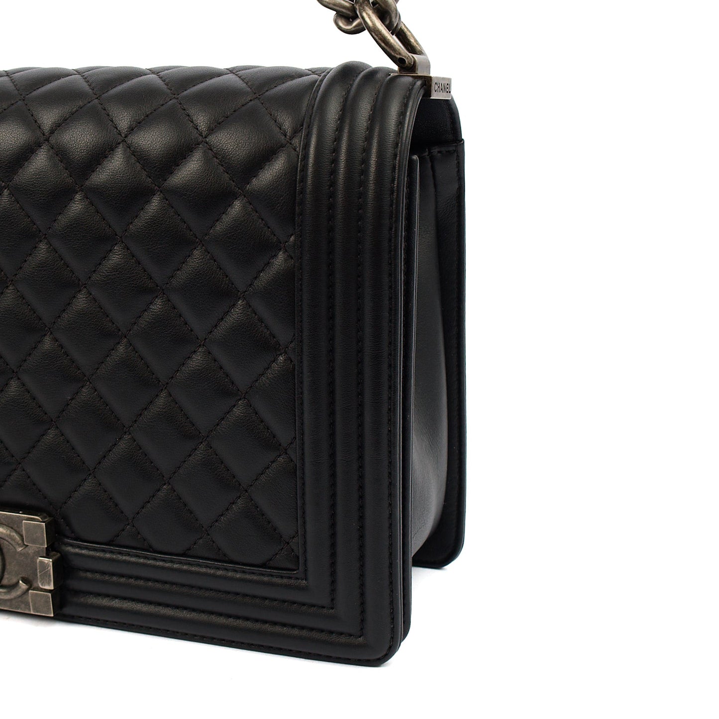 Chanel Shoulder Bag Boy - Large in Black, Lambskin Leather — Alternate View 7