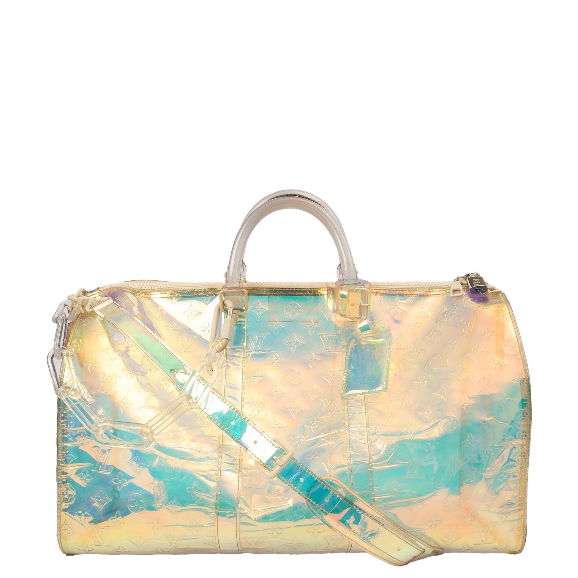 Louis Vuitton Soft Sided Prism Keepall Bandouliere 50 in Multi, Plastic — Front View