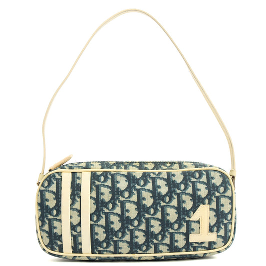 Christian Dior Shoulder Bag Trotter Pochette in Blue, Canvas — Front View