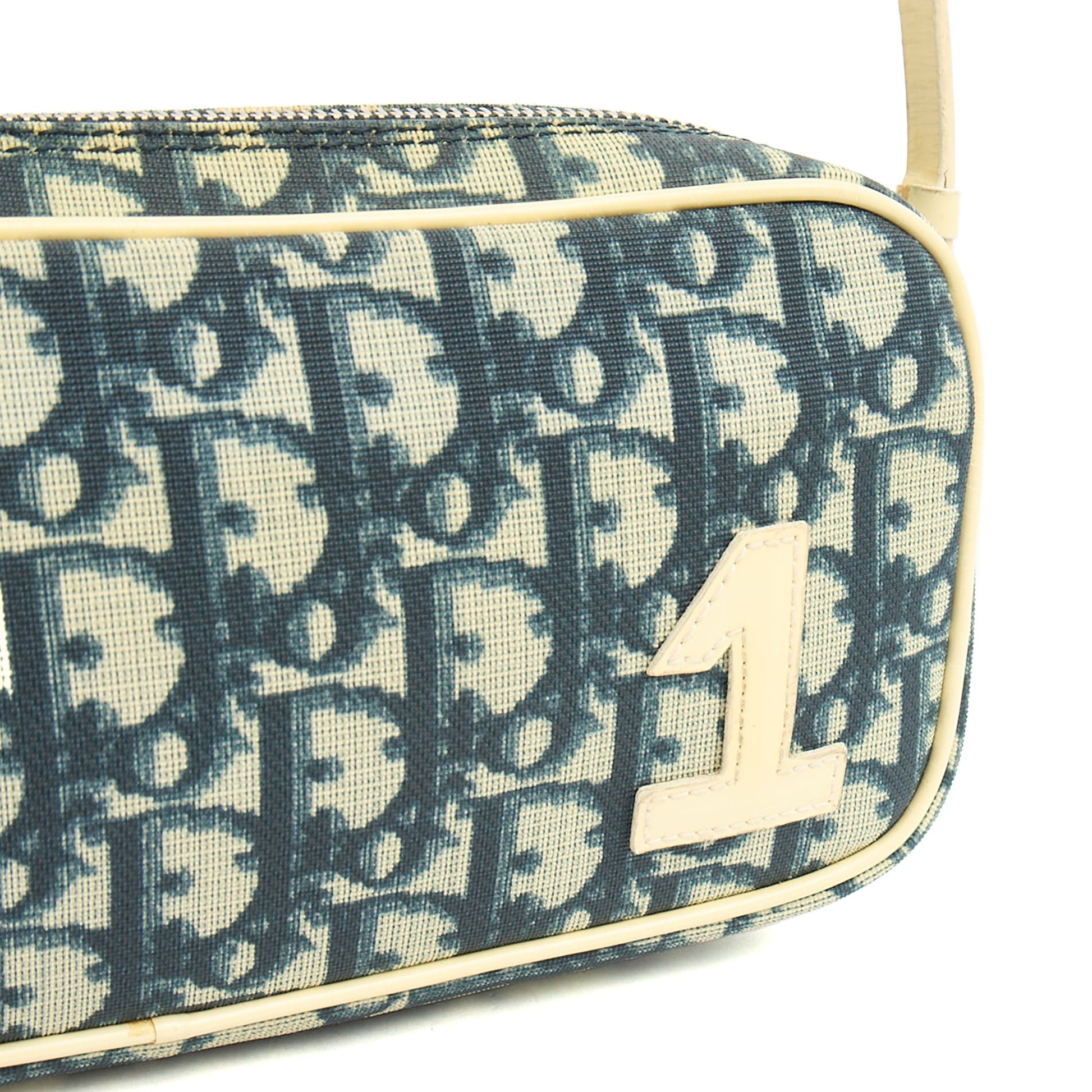 Christian Dior Shoulder Bag Trotter Pochette in Blue, Canvas — Side View