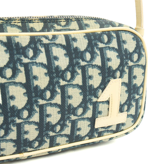 Christian Dior Shoulder Bag Trotter Pochette in Blue, Canvas — Side View