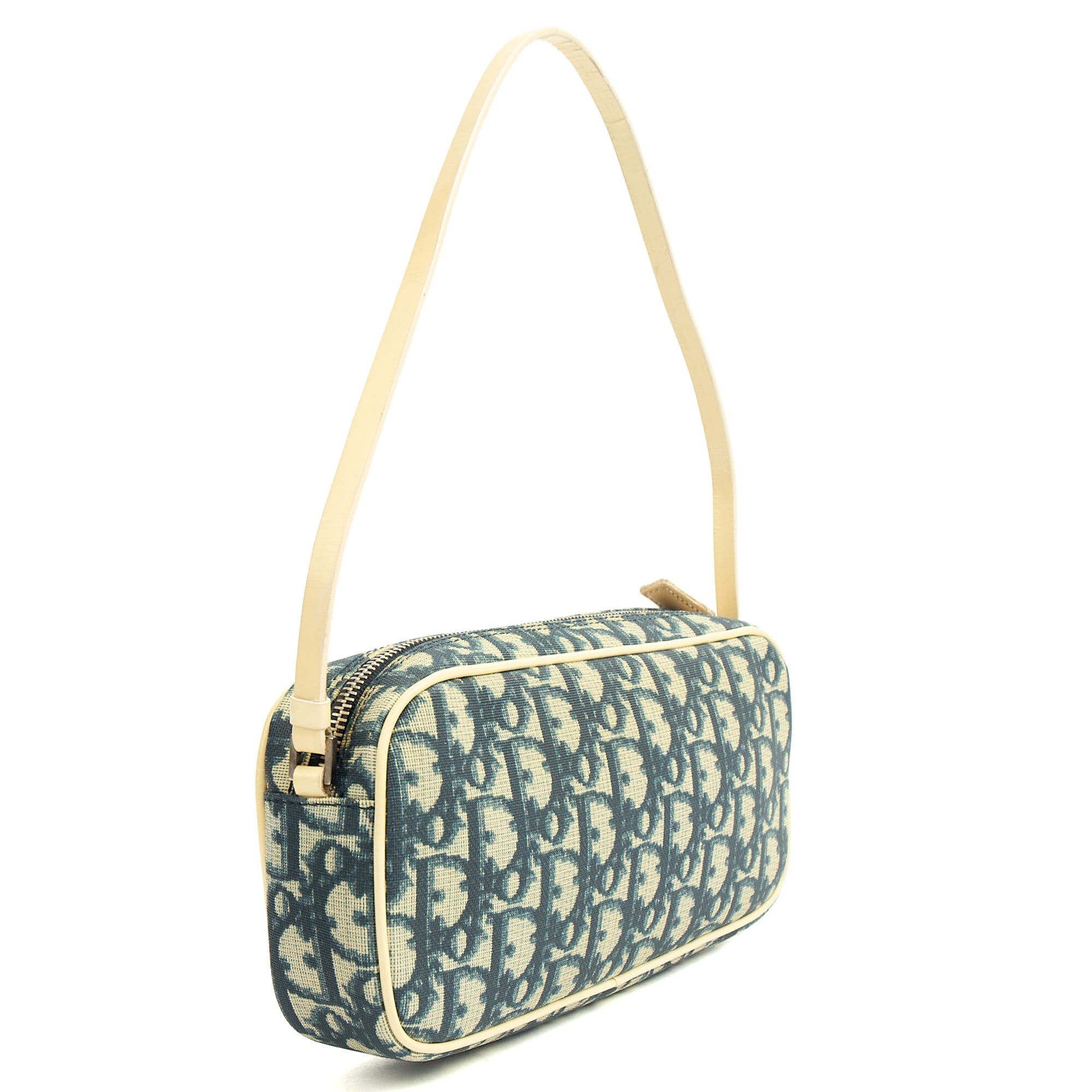 Christian Dior Shoulder Bag Trotter Pochette in Blue, Canvas — Back View