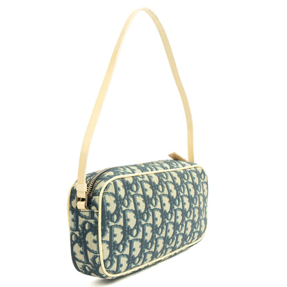 Christian Dior Shoulder Bag Trotter Pochette in Blue, Canvas — Back View