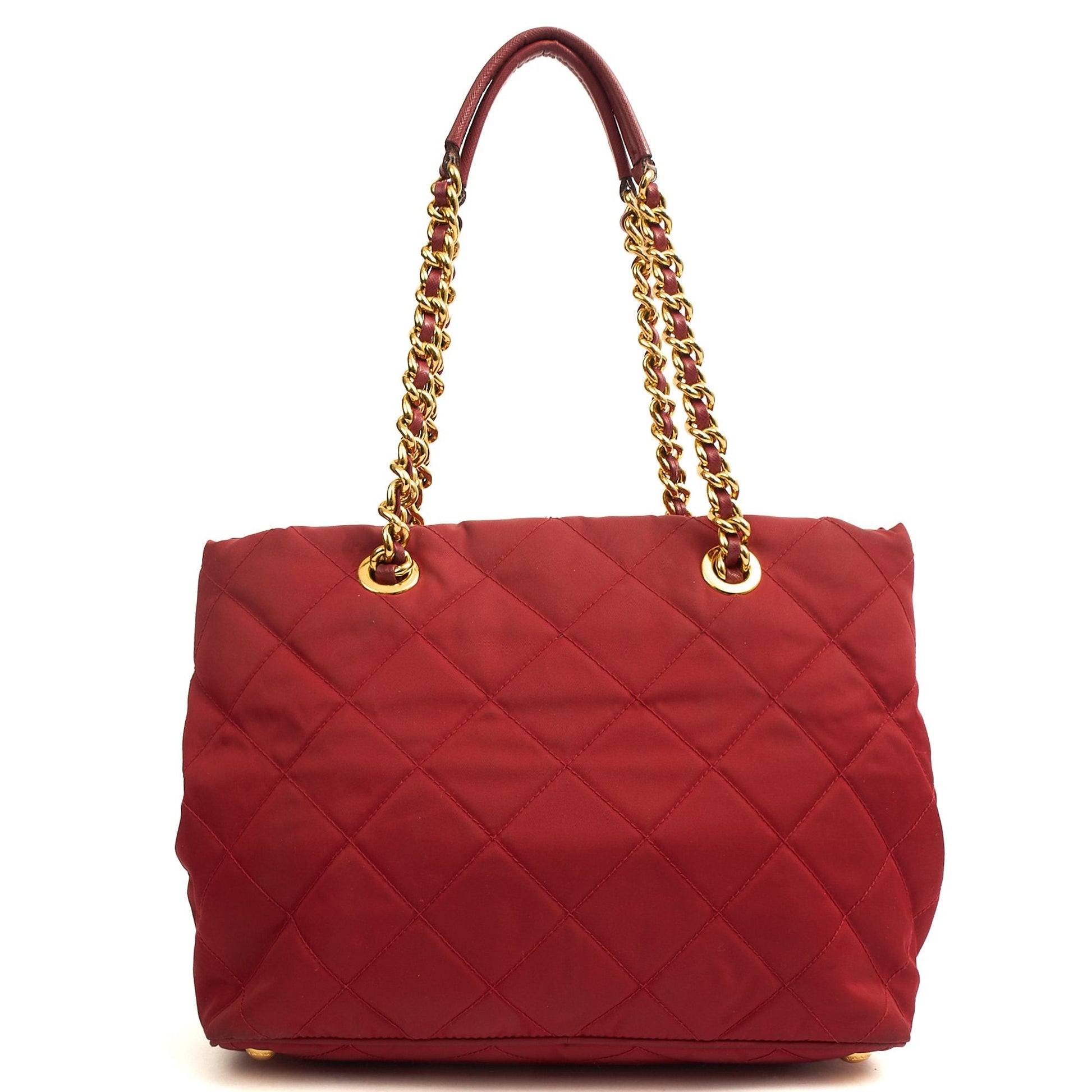 Prada Tote Nylon Tote Bag in Red, Nylon — Back View