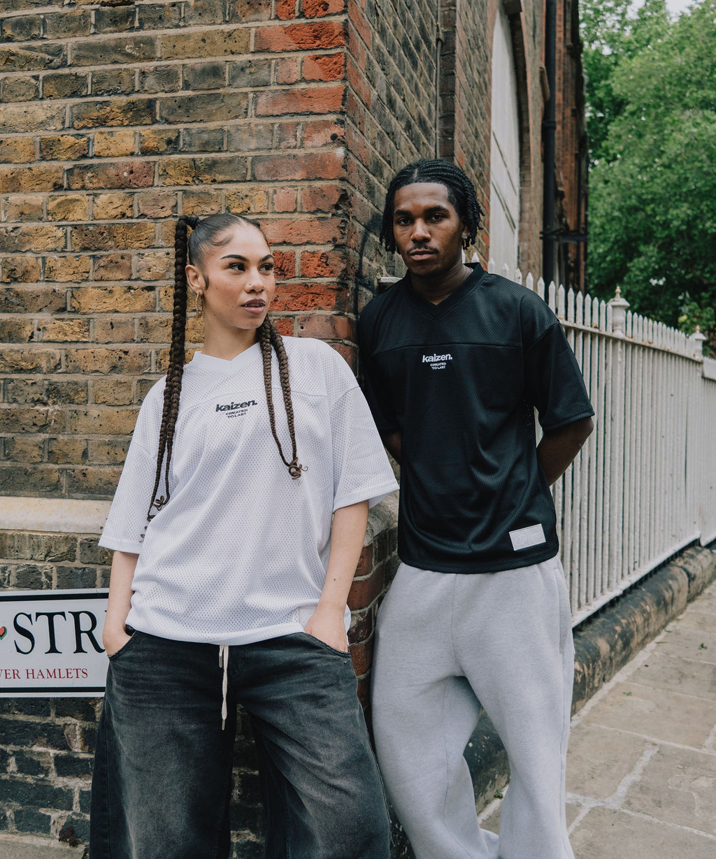 KAIZEN MARKET WHITE MESH JERSEY — XS — Side View