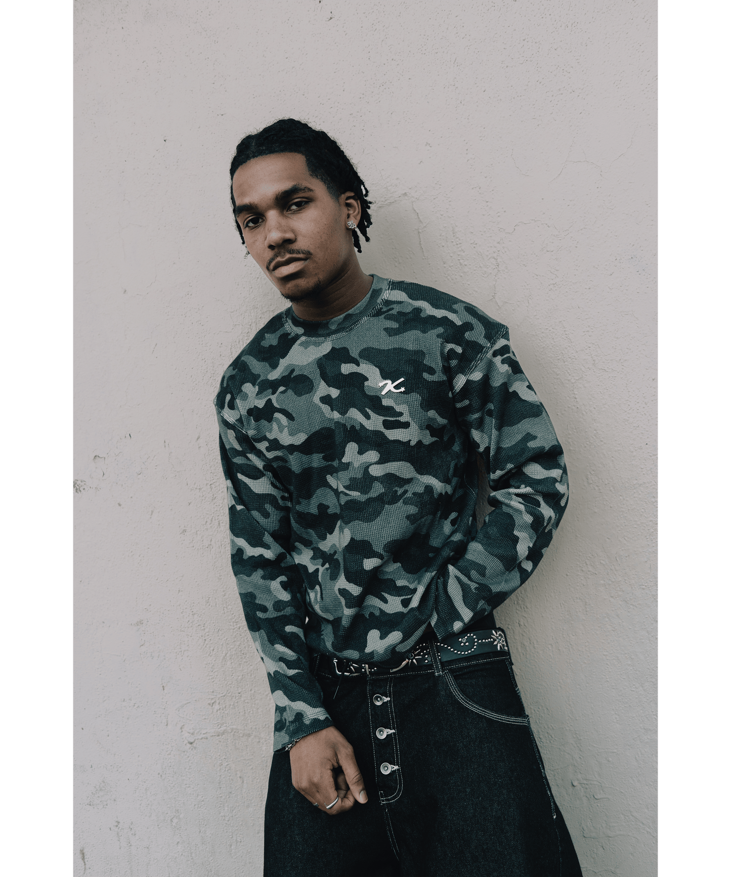 KAIZEN MARKET CAMO WAFFLE LONGSLEEVE — XS — Back View