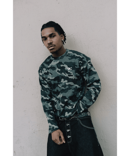 KAIZEN MARKET CAMO WAFFLE LONGSLEEVE — XS — Back View