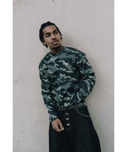 KAIZEN MARKET CAMO WAFFLE LONGSLEEVE — XS — Top View
