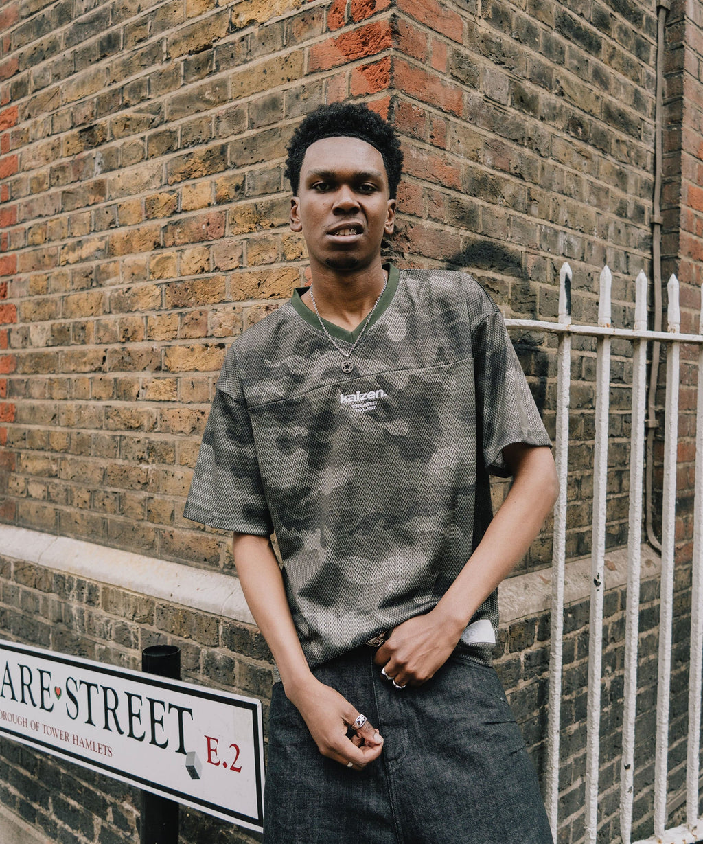 KAIZEN MARKET CAMO MESH JERSEY — XS — Top View