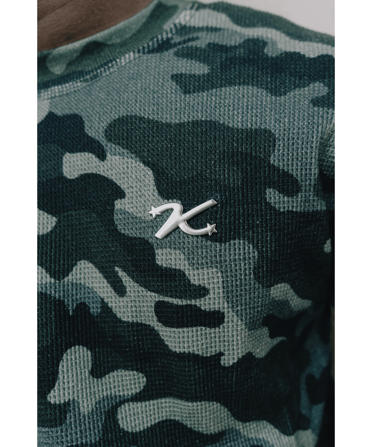 KAIZEN MARKET CAMO WAFFLE LONGSLEEVE — XS — Detail View