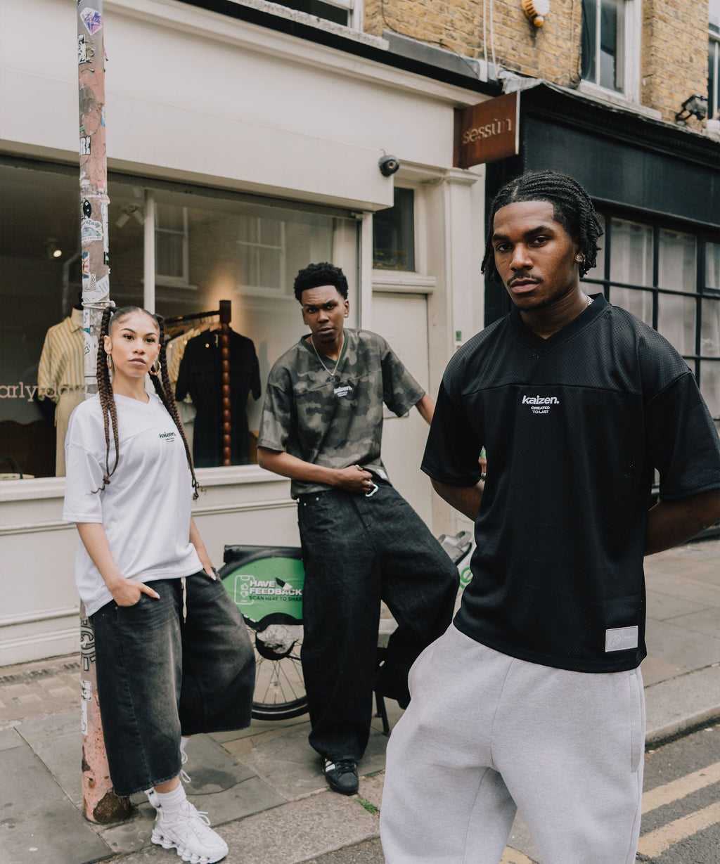 KAIZEN MARKET BLACK MESH JERSEY — XS — Top View