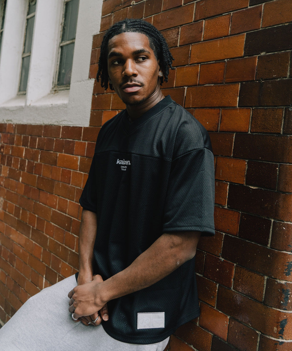 KAIZEN MARKET BLACK MESH JERSEY — XS — Side View