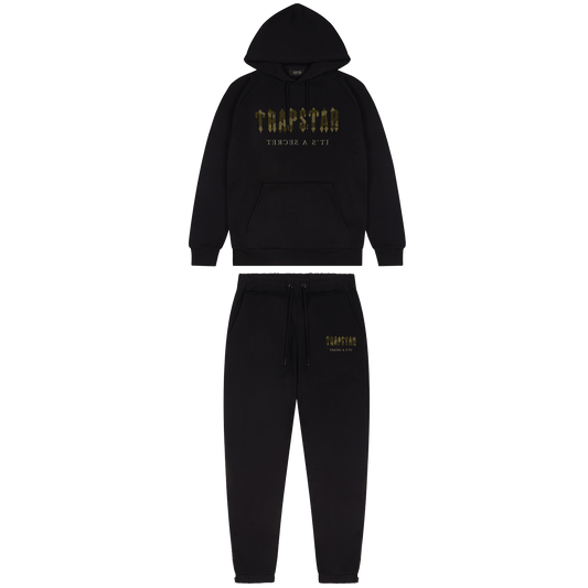Trapstar Chenille Decoded Hooded Tracksuit-Black Camo Military Edition — XXS — Front View