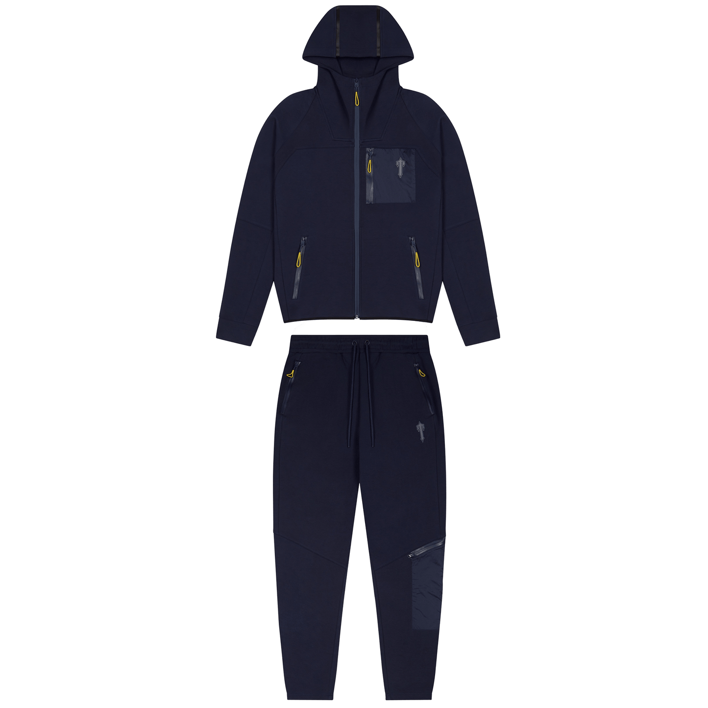 Trapstar Irongate T Fleece Zip Tracksuit-Navy/Yellow — XXS — Front View
