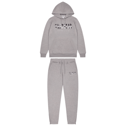Trapstar Chenille Decoded Hooded Tracksuit-Grey Camo Edition — XXS — Front View