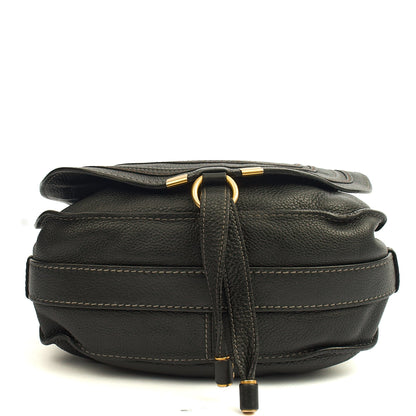 Chloe Cross Body Marcie Satchel in Black, Calfskin Leather — Top View