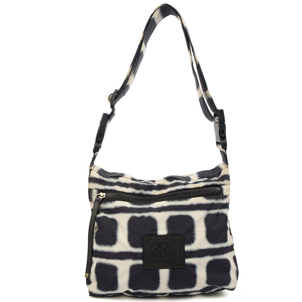 Chanel Shoulder Bag Round Messenger Bag  in Black, Fabric — Back View