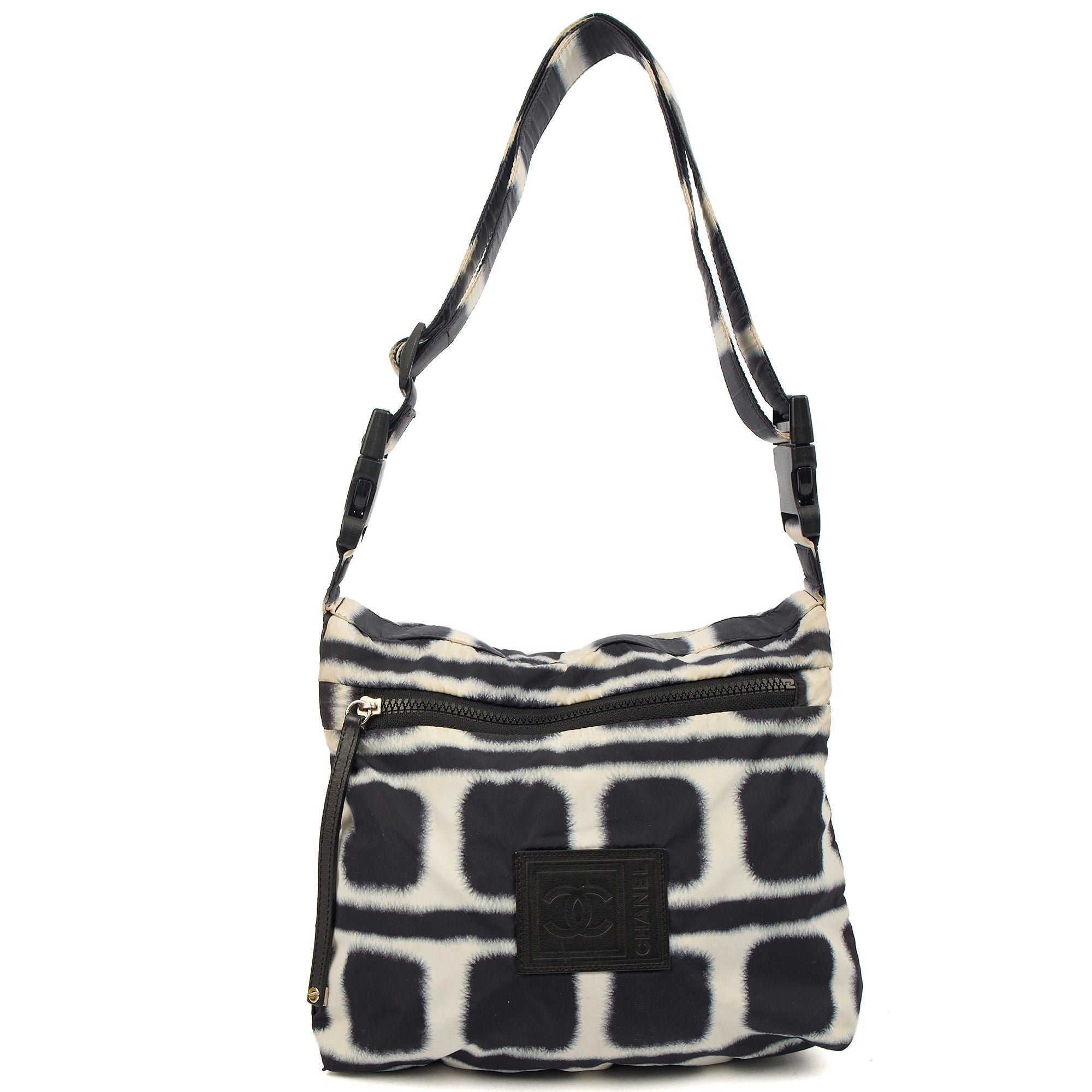 Chanel Shoulder Bag Round Messenger Bag  in Black, Fabric — Back View