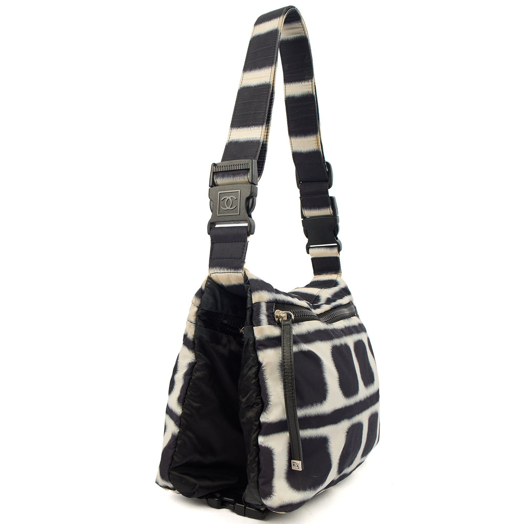Chanel Shoulder Bag Round Messenger Bag  in Black, Fabric — Top View