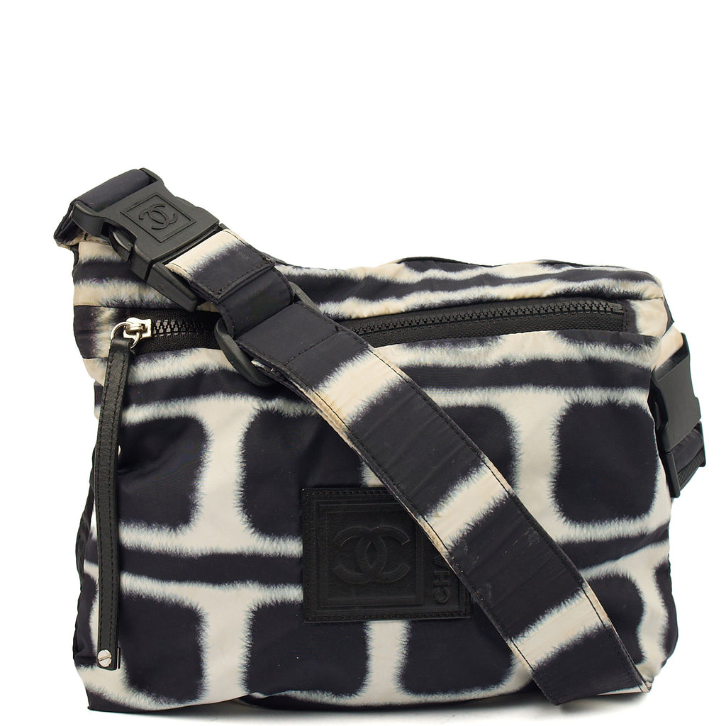 Chanel Shoulder Bag Round Messenger Bag  in Black, Fabric — Front View