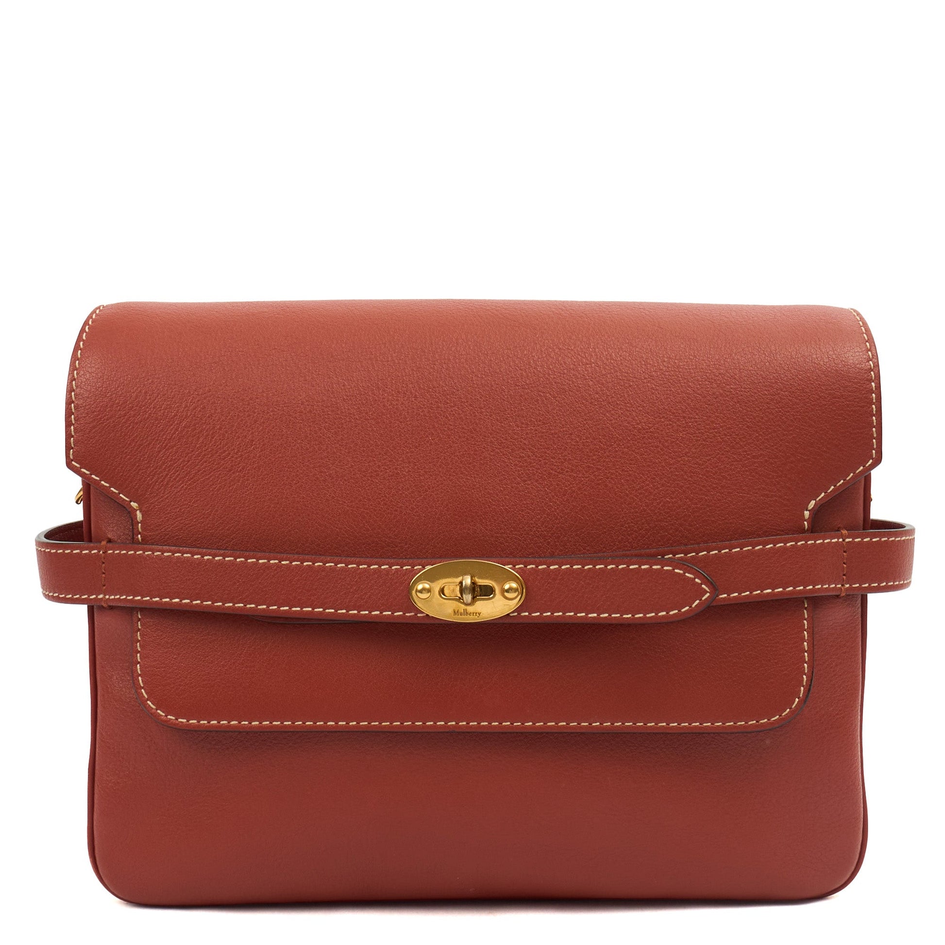 Mulberry Cross Body Belted Bayswater Satchel  in Red, Leather — Front View