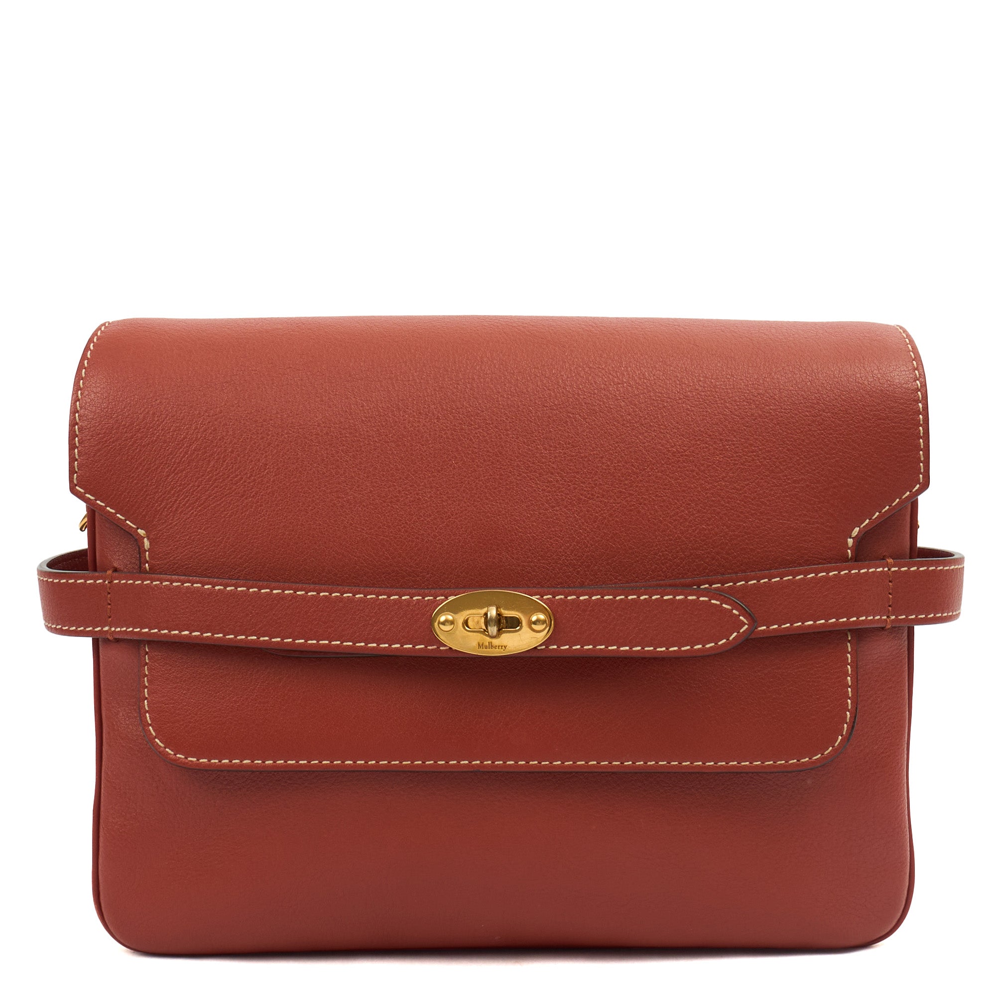 Mulberry Cross Body Belted Bayswater Satchel  in Red, Leather — Front View