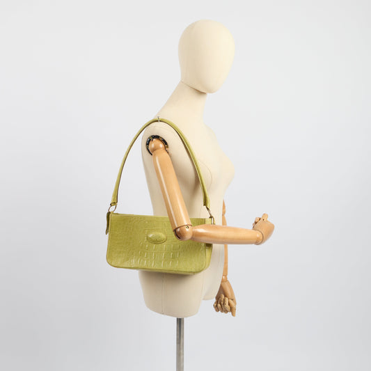 Mulberry Shoulder Bag Vintage Shoulder Bag in Green, Exotic Effect Leather — Side View