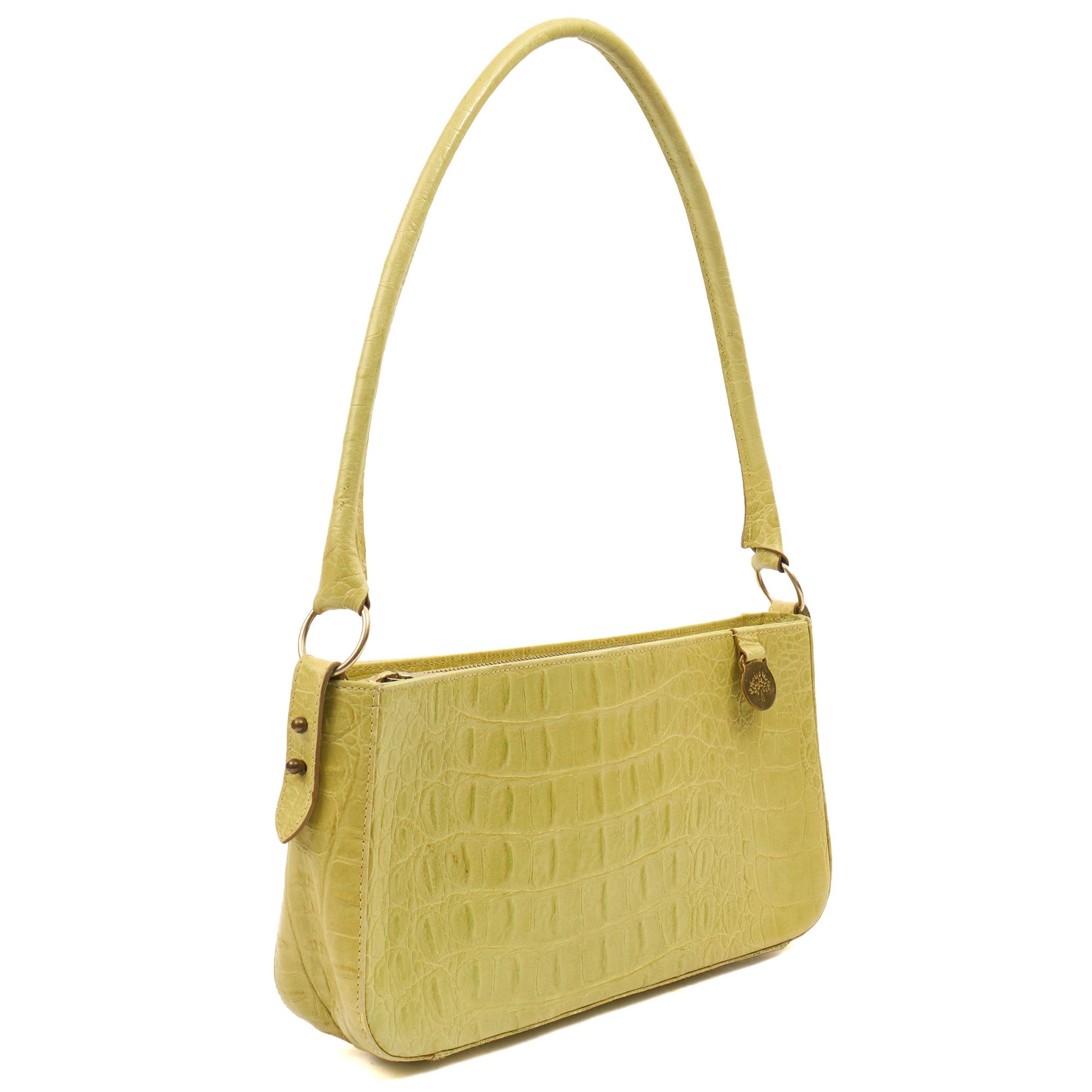 Mulberry Shoulder Bag Vintage Shoulder Bag in Green, Exotic Effect Leather — Back View