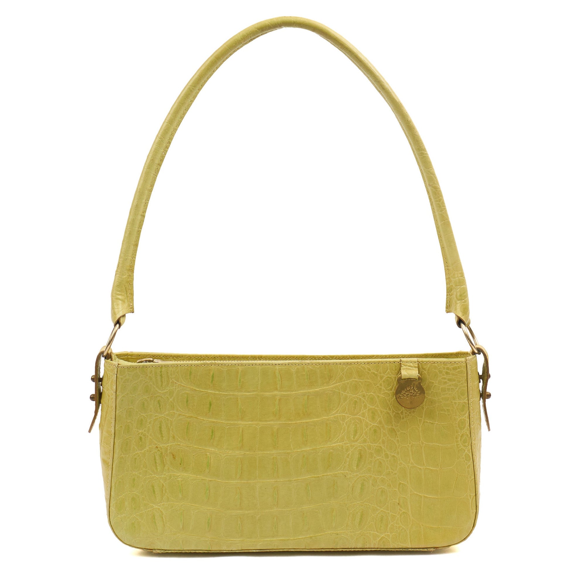 Mulberry Shoulder Bag Vintage Shoulder Bag in Green, Exotic Effect Leather — Top View