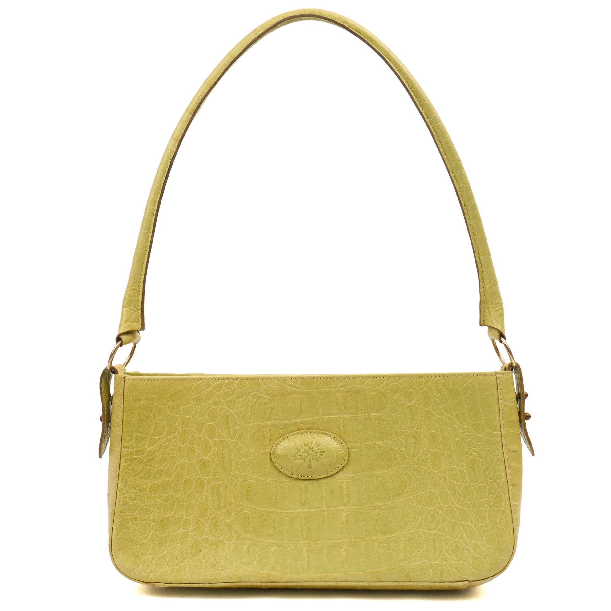 Mulberry Shoulder Bag Vintage Shoulder Bag in Green, Exotic Effect Leather — Front View