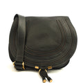 Chloe Cross Body Marcie Satchel in Black, Calfskin Leather — Front View