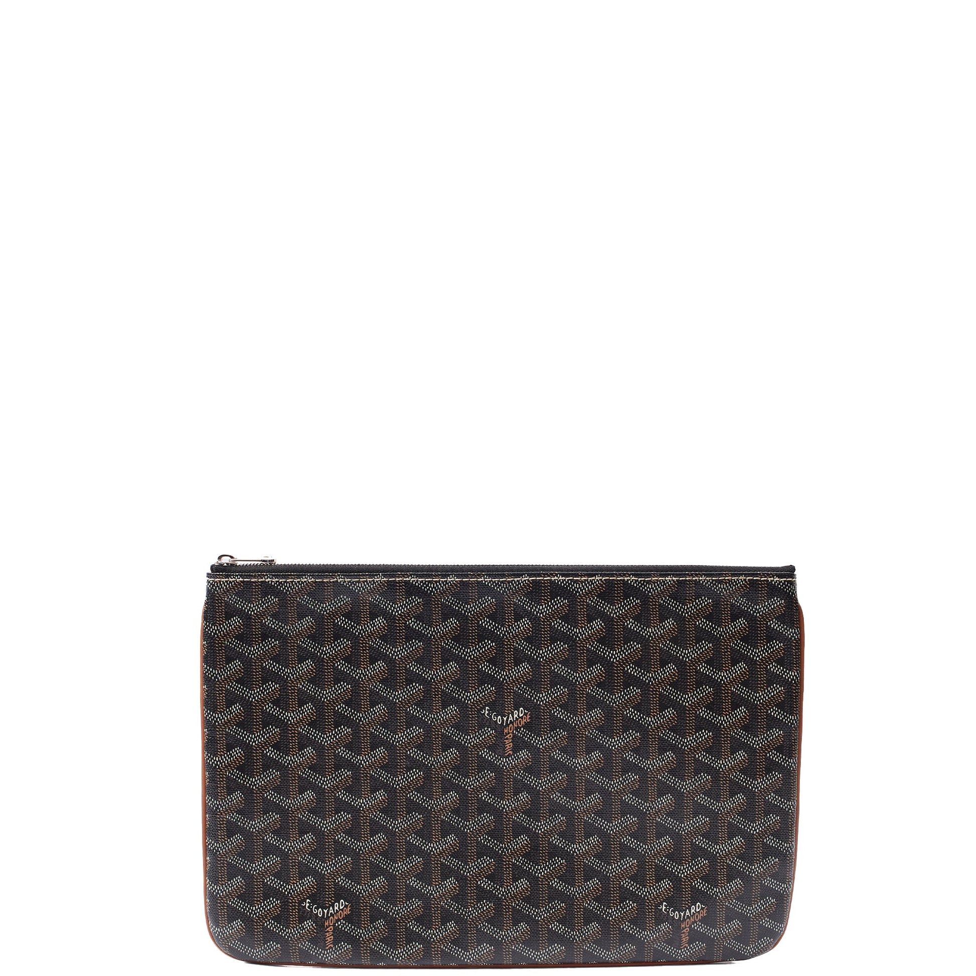 Goyard Clutch Senat Pouch PM in Brown, Leather — Front View