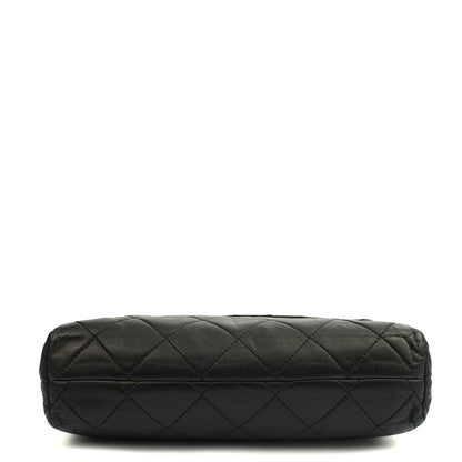 Chanel Shoulder Bag Business Affinity Flap Bag in Black, Calfskin Leather — Top View