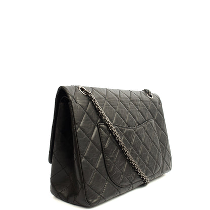 Chanel Shoulder Bag 2.55 Reissue - Maxi in Black, Crinkled Calfskin Leather — Side View