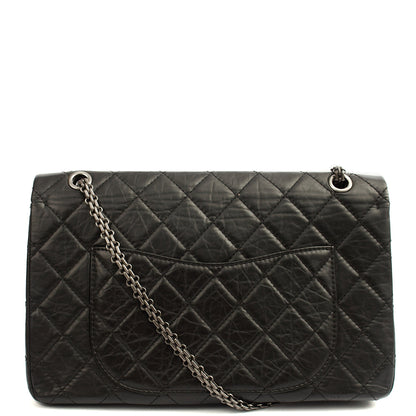 Chanel Shoulder Bag 2.55 Reissue - Maxi in Black, Crinkled Calfskin Leather — Back View