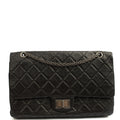 Chanel Shoulder Bag 2.55 Reissue - Maxi in Black, Crinkled Calfskin Leather — Front View