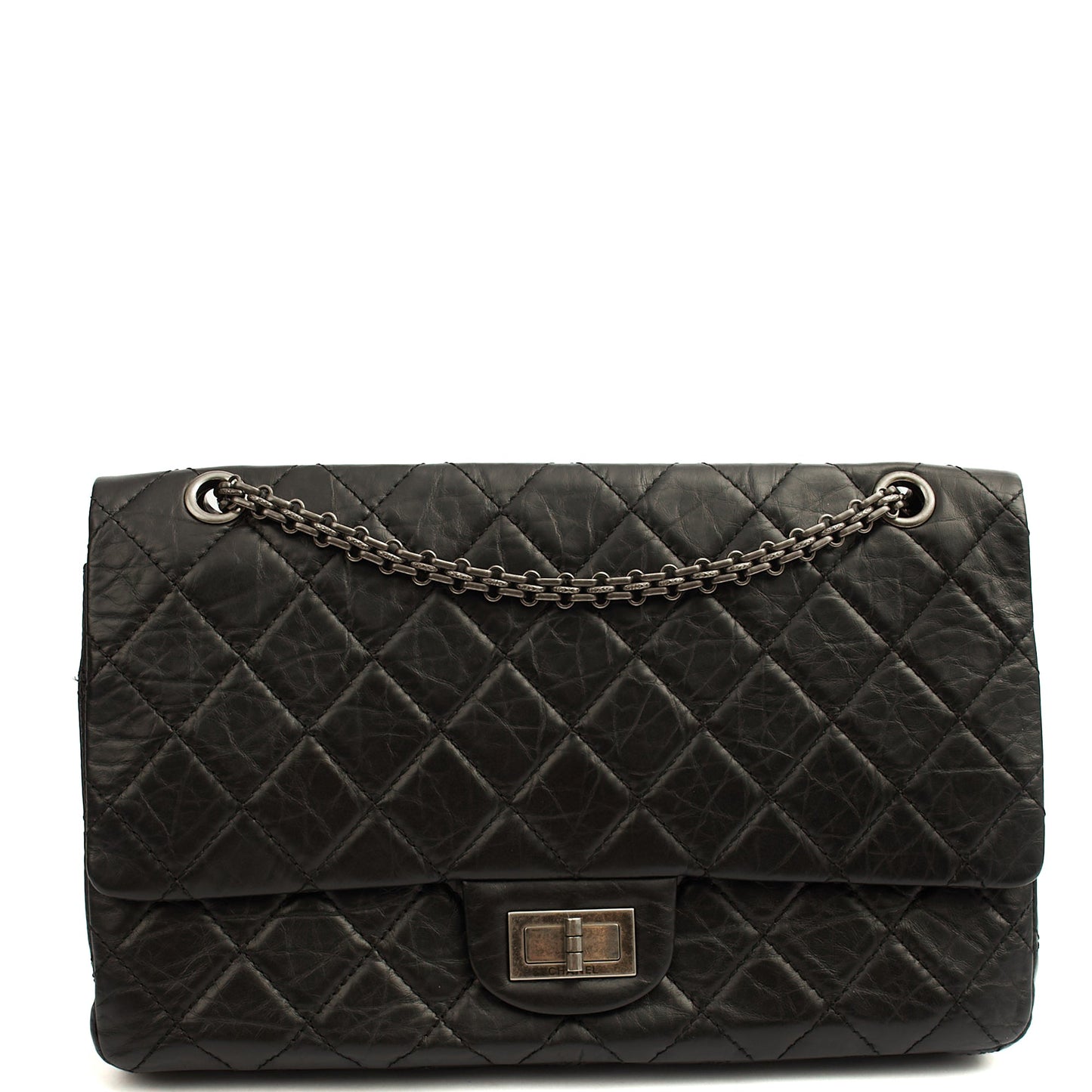 Chanel Shoulder Bag 2.55 Reissue - Maxi in Black, Crinkled Calfskin Leather — Alternate View 23