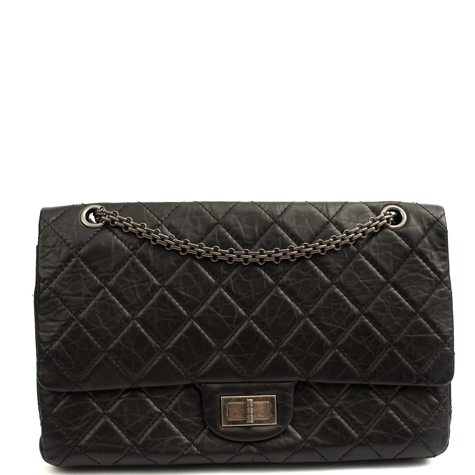 Chanel Shoulder Bag 2.55 Reissue - Maxi in Black, Crinkled Calfskin Leather — Alternate View 23