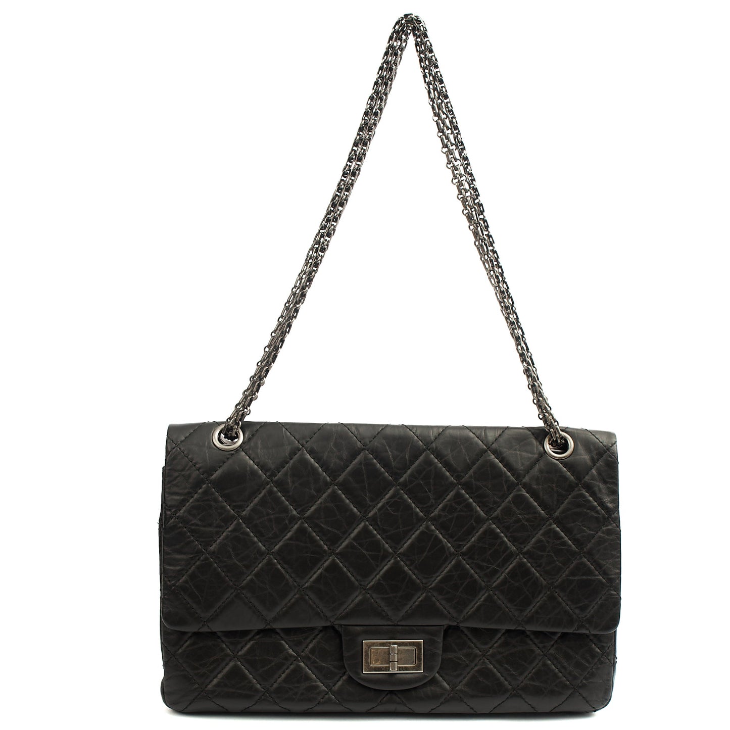Chanel Shoulder Bag 2.55 Reissue - Maxi in Black, Crinkled Calfskin Leather — Alternate View 27