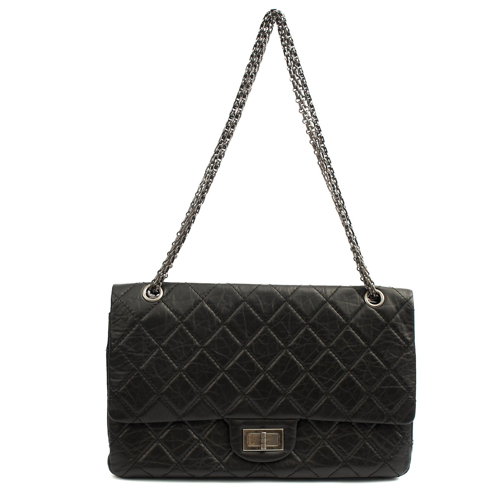 Chanel Shoulder Bag 2.55 Reissue - Maxi in Black, Crinkled Calfskin Leather — Alternate View 27