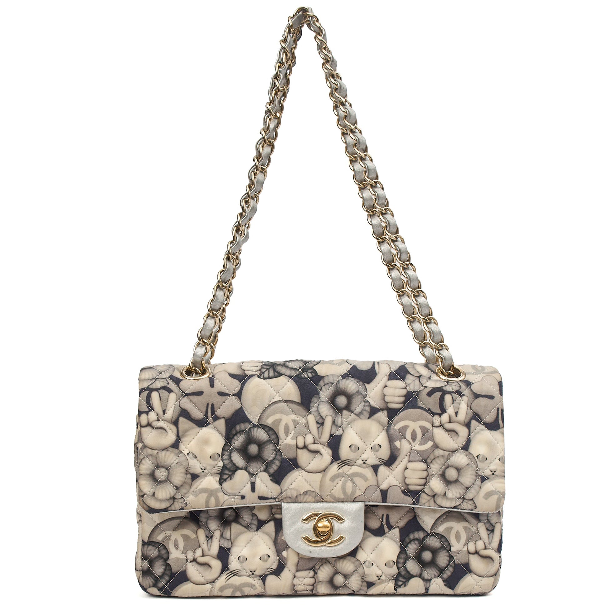 Chanel Shoulder Bag Classic Double Flap - Medium in Print, Fabric — Lifestyle View