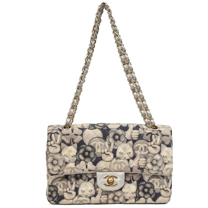 Chanel Shoulder Bag Classic Double Flap - Medium in Print, Fabric — Lifestyle View