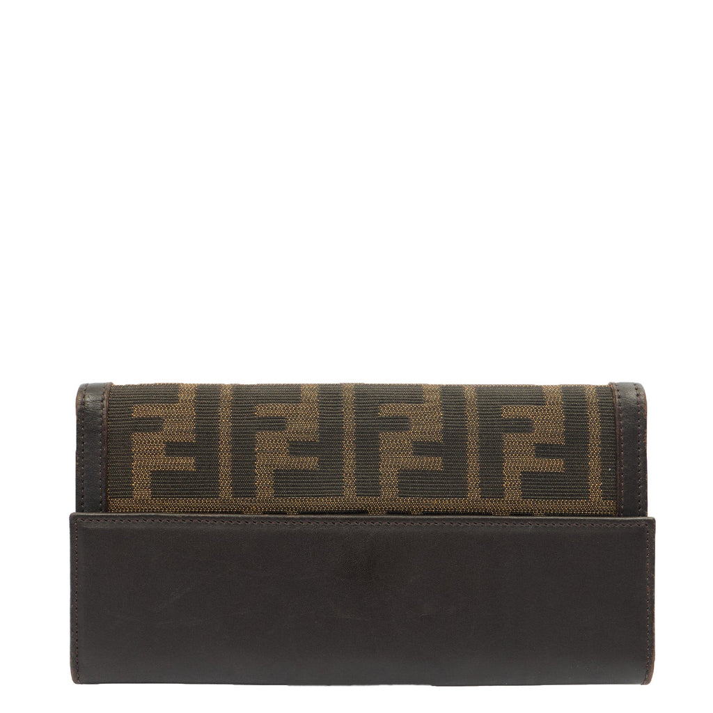 Fendi Purse Continental Wallet in Zucca FF, Canvas — Back View