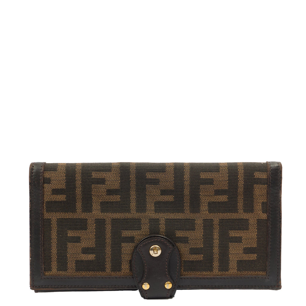 Fendi Purse Continental Wallet in Zucca FF, Canvas — Front View